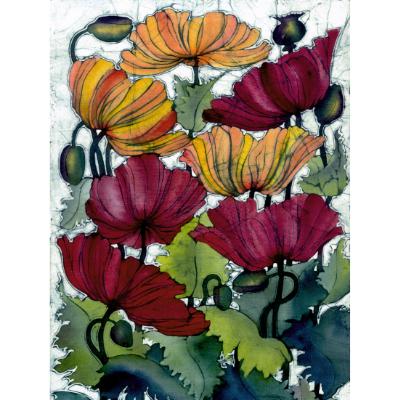 No.715 Red and Amber Poppies - signed print.